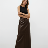 Chocolate Leather Brown Maxi Skirt