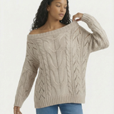 Off Shoulder Cable Knit Sweater