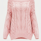 Off Shoulder Cable Knit Sweater