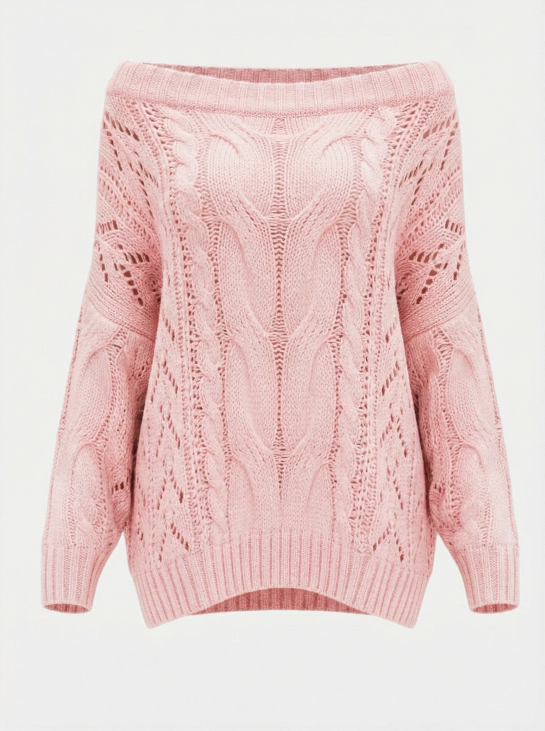 Off Shoulder Cable Knit Sweater