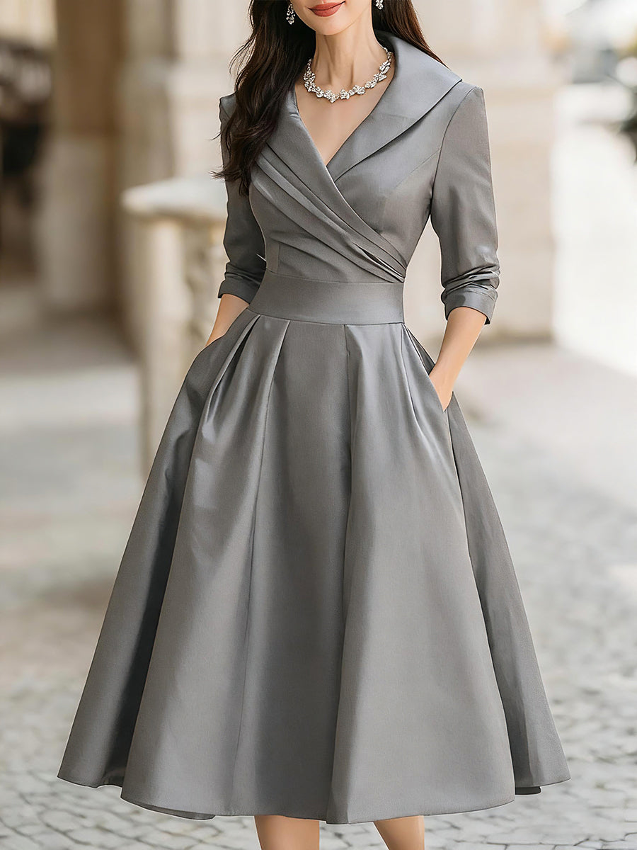 Laura - Elegantiškas ilgomis rankovėmis midi suknelė
