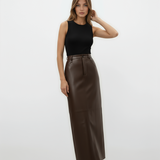 Chocolate Leather Brown Maxi Skirt