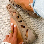 Kathy - Flache geflochtene Cut-out-Sandalen