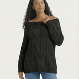 Off Shoulder Cable Knit Sweater
