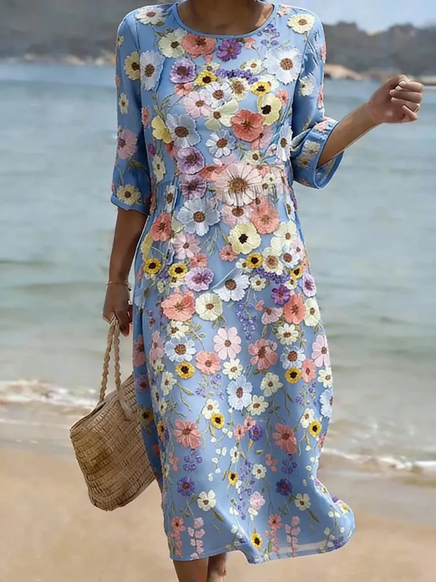 Melissa patogi ir elegantiška vidutinio ilgio suknelė