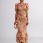 Rosario | Abito Lungo Floreale in Chiffon