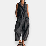 ALESSIA | SLEEVELESS CARGO JUMPSUIT WITH COLLAR