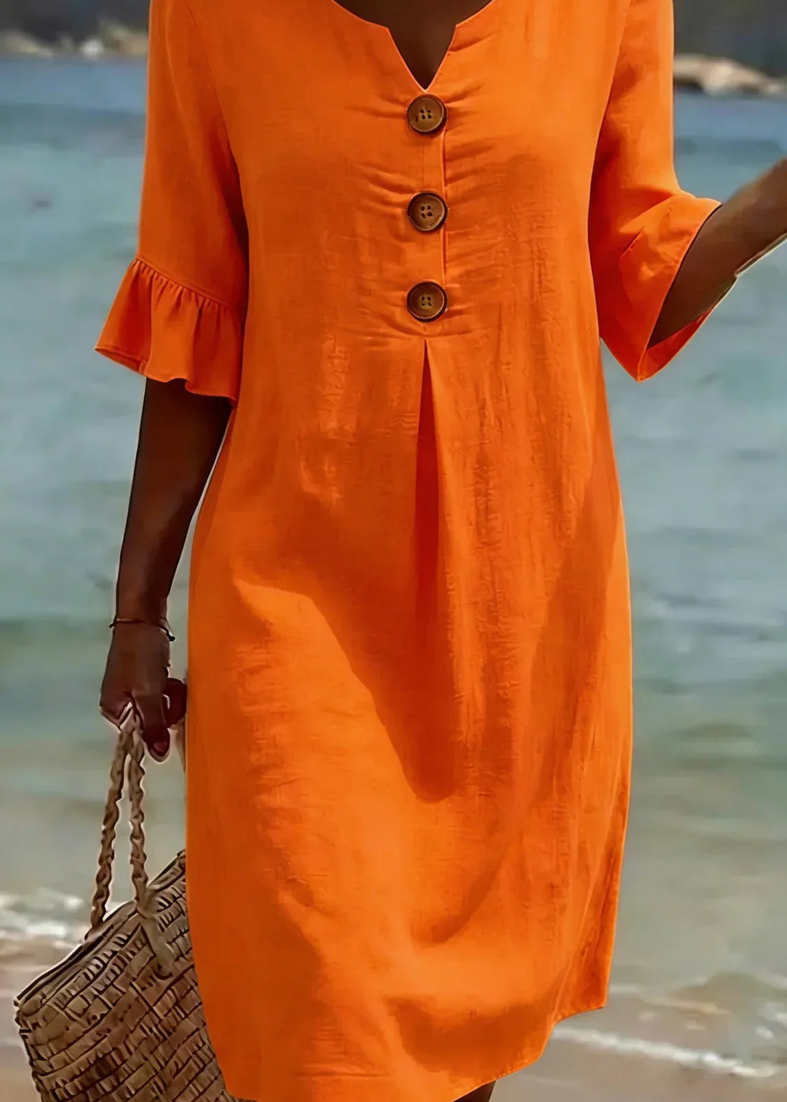 Vanesa™ | Robe Texturée Avec Manches Bouffantes et Boutons