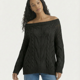 Off Shoulder Cable Knit Sweater