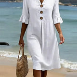 Vanesa™ | Robe Texturée Avec Manches Bouffantes et Boutons