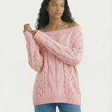 Off Shoulder Cable Knit Sweater