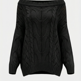Off Shoulder Cable Knit Sweater
