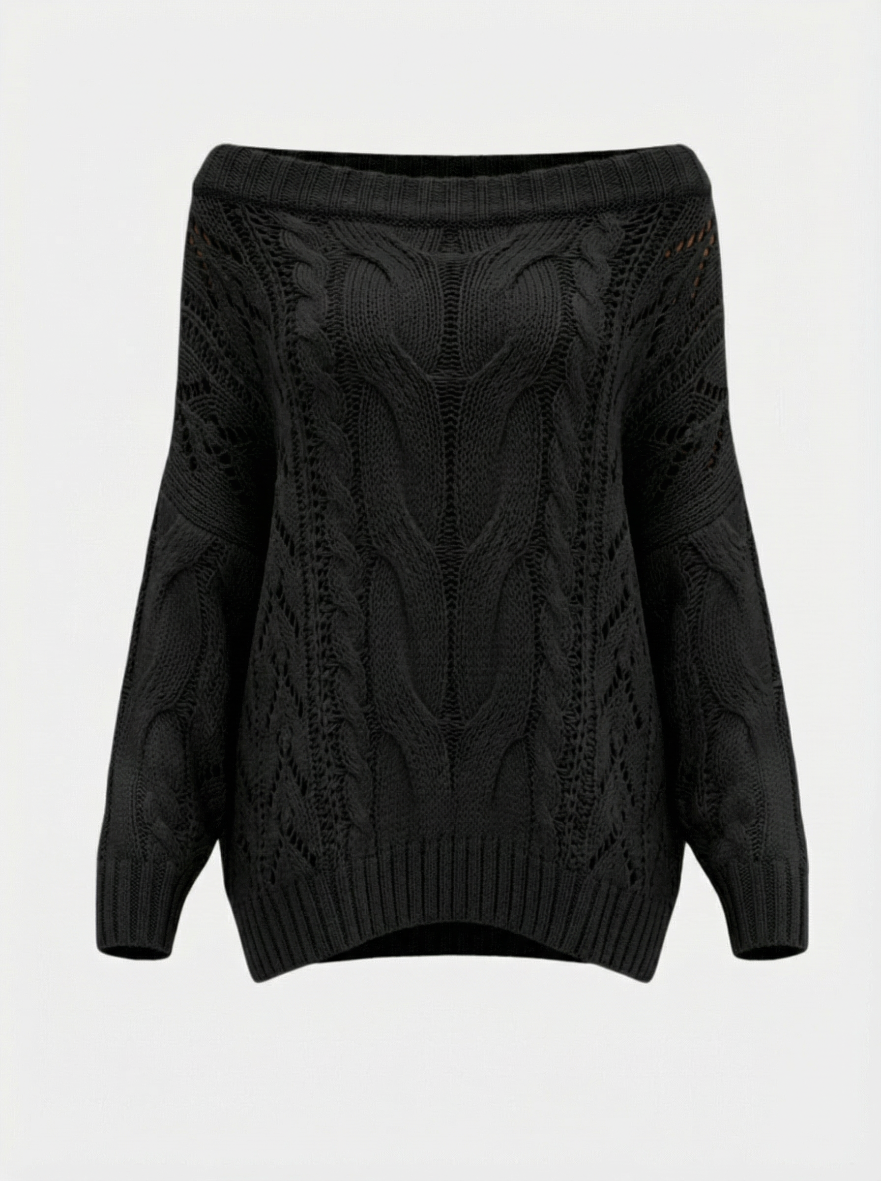 Off Shoulder Cable Knit Sweater