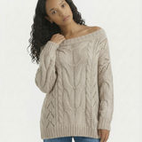 Off Shoulder Cable Knit Sweater