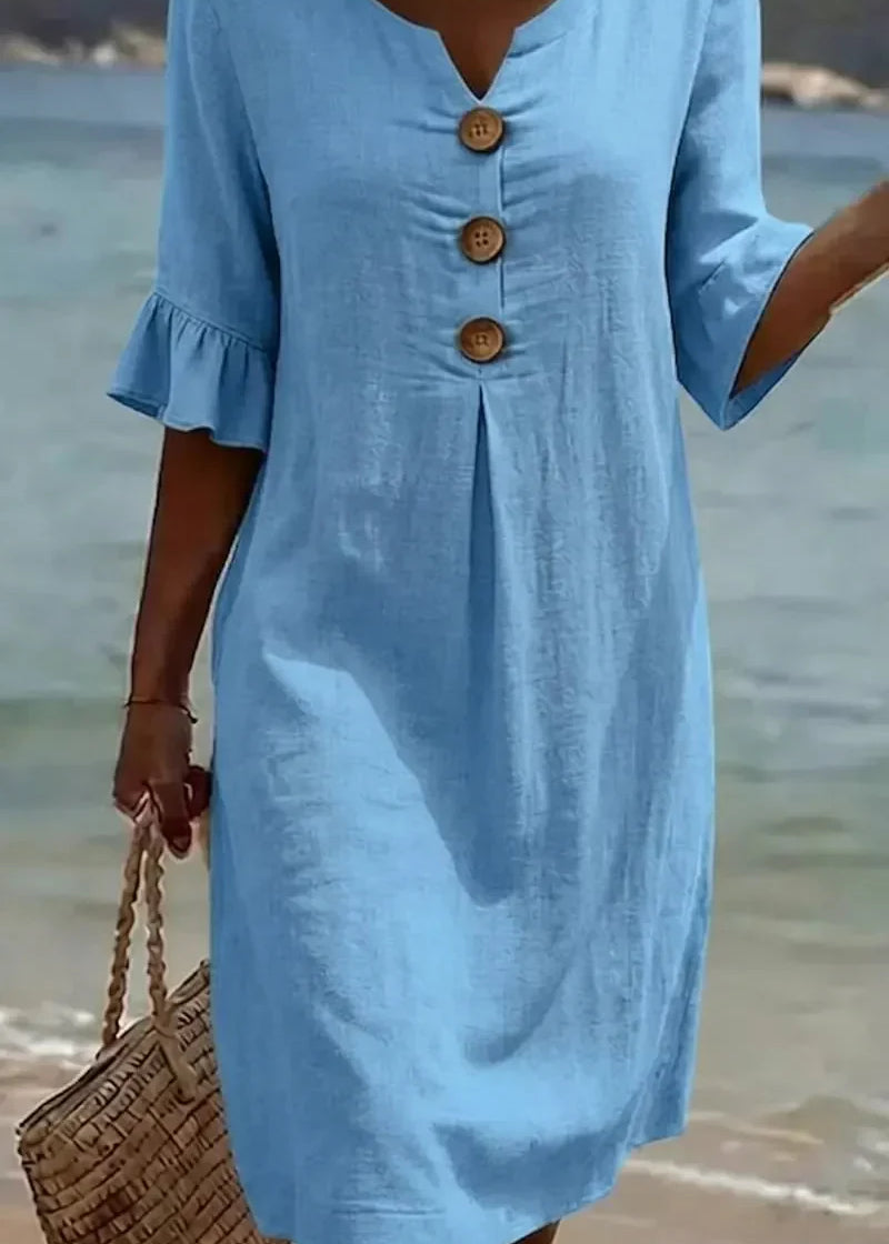 Vanesa™ | Robe Texturée Avec Manches Bouffantes et Boutons