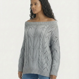 Off Shoulder Cable Knit Sweater