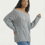 Off Shoulder Cable Knit Sweater