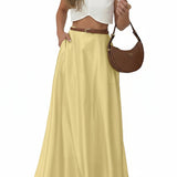 Satin Draping Yellow Skirt