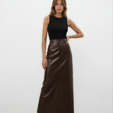Chocolate Leather Brown Maxi Skirt