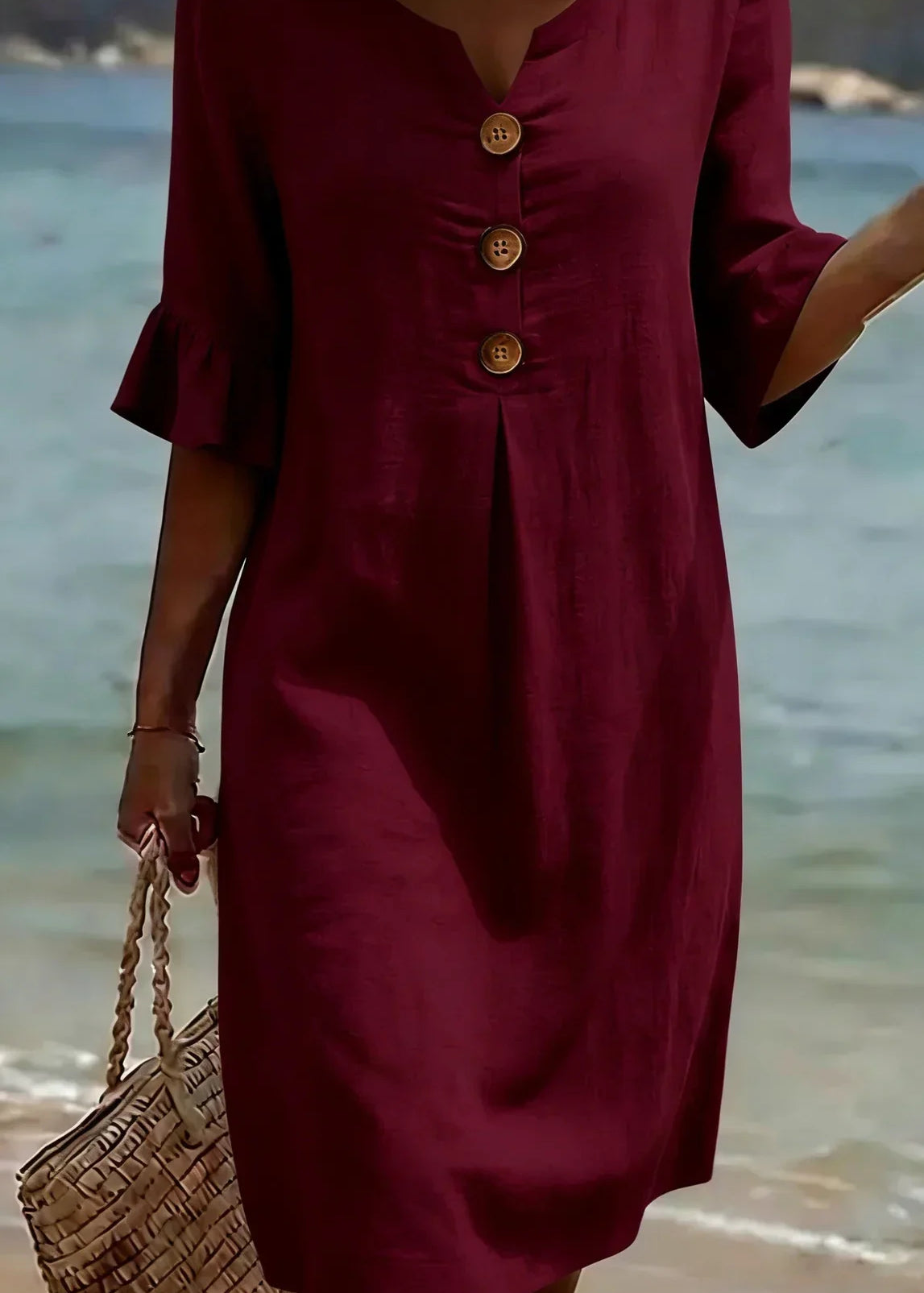 Vanesa™ | Robe Texturée Avec Manches Bouffantes et Boutons