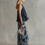 Ingrida™ | Elegantiškas komplektas su halter topu ir plačiomis kelnėmis