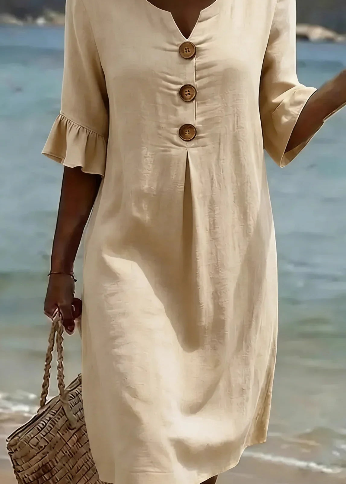 Vanesa™ | Robe Texturée Avec Manches Bouffantes et Boutons