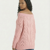 Off Shoulder Cable Knit Sweater