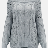 Off Shoulder Cable Knit Sweater