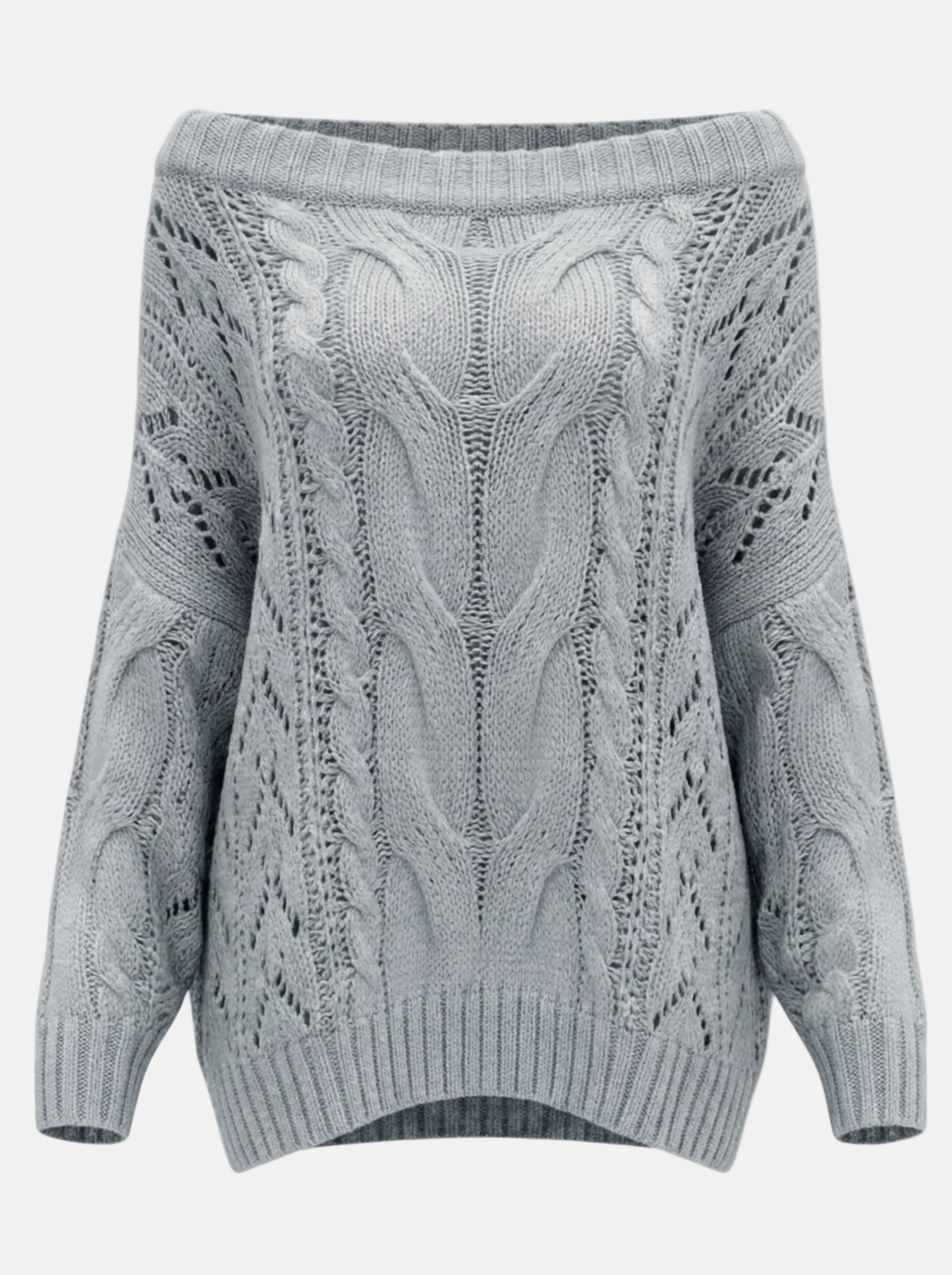 Off Shoulder Cable Knit Sweater