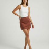 Retro Suede Look Mini Skirt