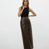 Chocolate Leather Brown Maxi Skirt