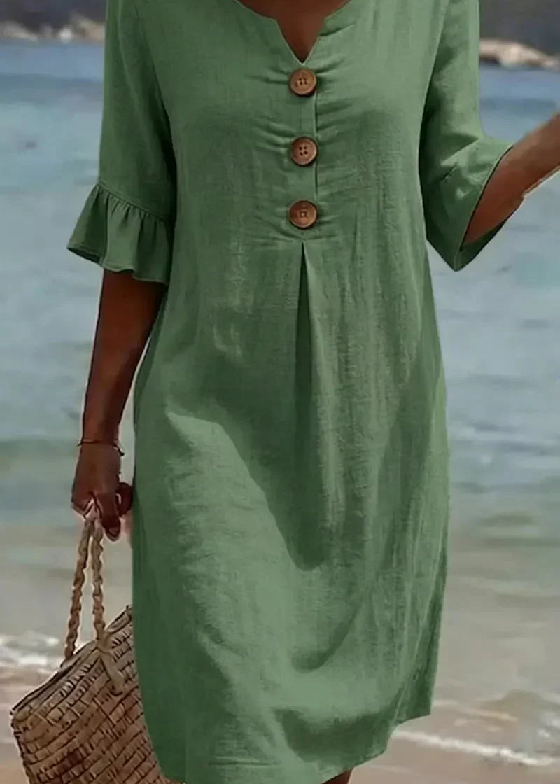 Vanesa™ | Robe Texturée Avec Manches Bouffantes et Boutons