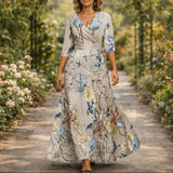 Fleur™ - Elegantiška gėlėta suknelė su V formos iškirpte