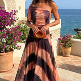 Vestido com Estampado Laranja e Castanho