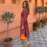 Vestido midi com estampado