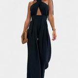 Jessica Mono Halter Kryžminis Be Nugaros ir Plačiomis Kelnėmis