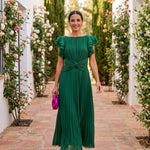 Seraphina | Elegante Maxi Abito Plissettato con Vita Annodata