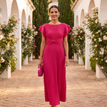 Seraphina | Elegante Maxi Abito Plissettato con Vita Annodata