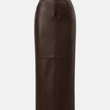 Chocolate Leather Brown Maxi Skirt
