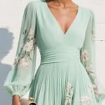 Cisella | Abito midi verde chiaro floreale