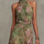 Livia | Abito Maxi Halter Floreale Elegante