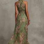 Livia | Abito Maxi Halter Floreale Elegante