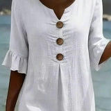 Vanesa™ | Robe Texturée Avec Manches Bouffantes et Boutons