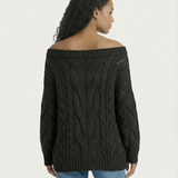 Off Shoulder Cable Knit Sweater