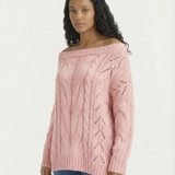 Off Shoulder Cable Knit Sweater