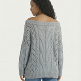 Off Shoulder Cable Knit Sweater