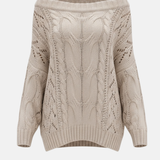 Off Shoulder Cable Knit Sweater