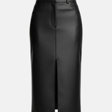 Leather Look Split Skirt