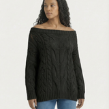 Off Shoulder Cable Knit Sweater