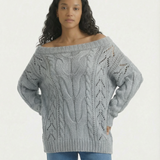 Off Shoulder Cable Knit Sweater